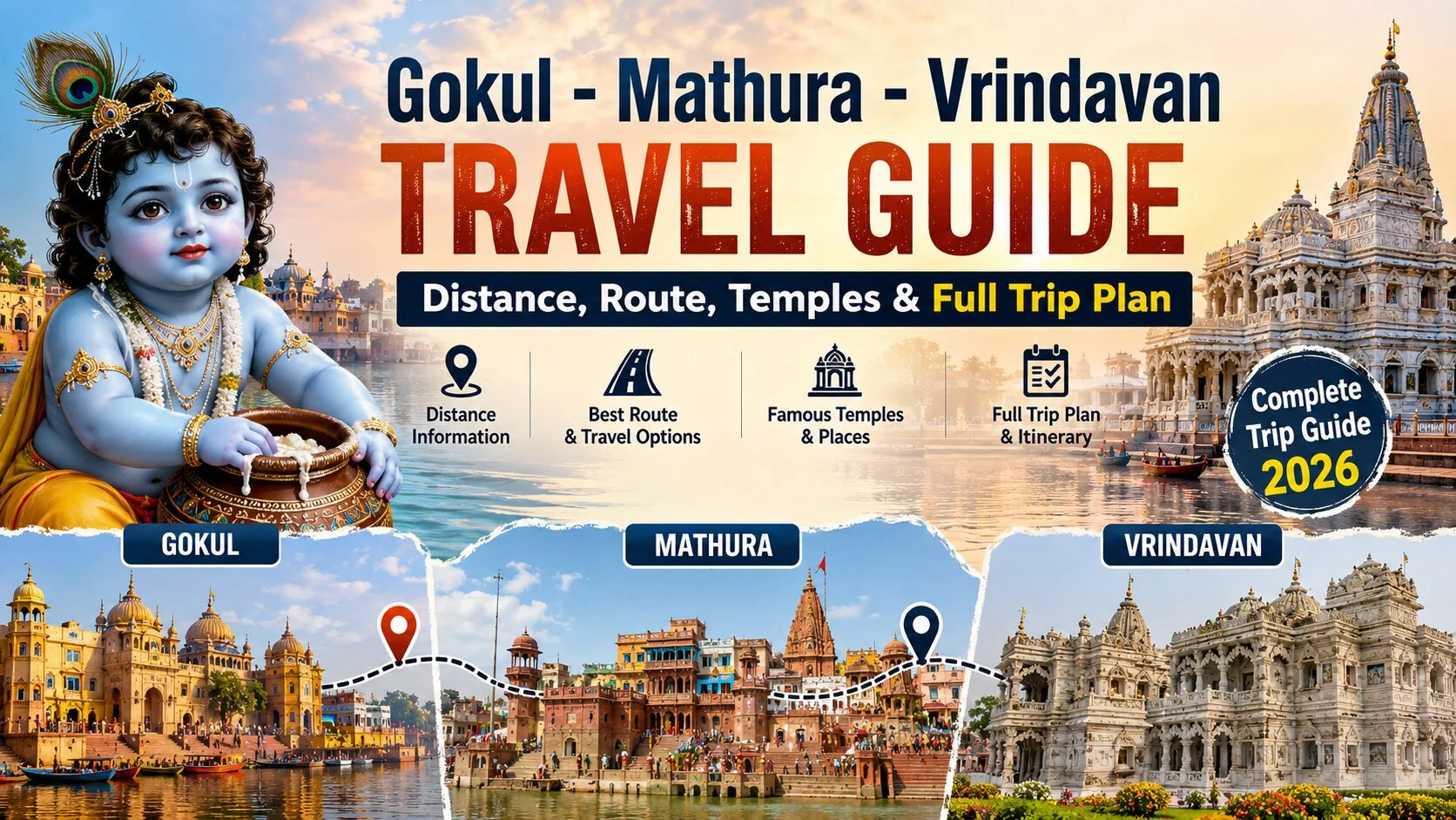 Gokul Mathura Vrindavan Travel Guide — Distance, Route, Temples & Full Trip Plan